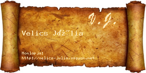 Velics Júlia névjegykártya